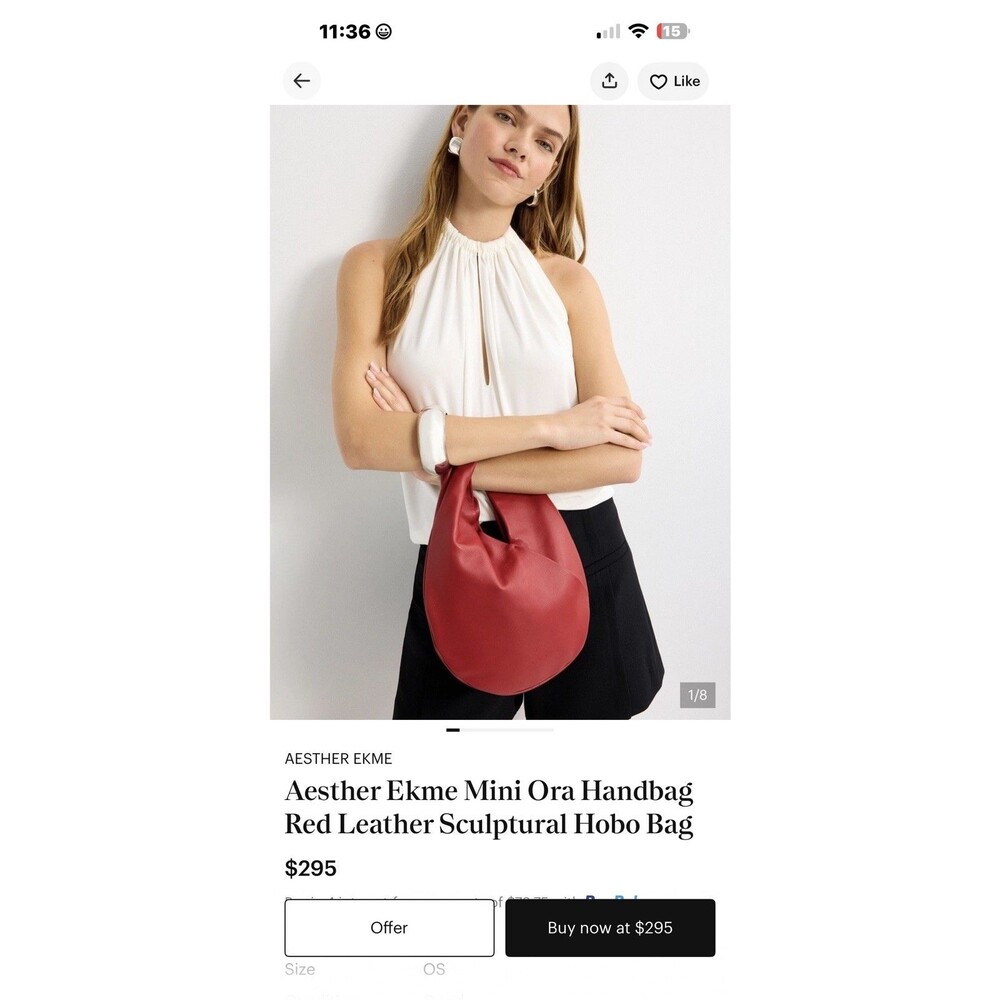 Aesther Ekme Mini Ora Handbag Red Leather Sculptural Hobo Bag